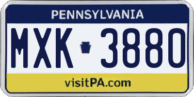 PA license plate MXK3880