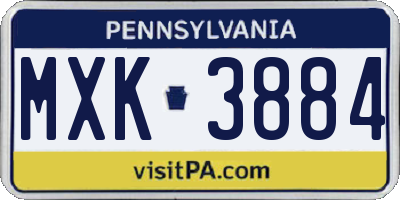 PA license plate MXK3884