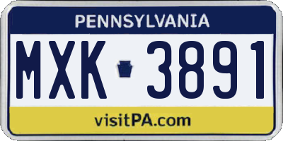 PA license plate MXK3891