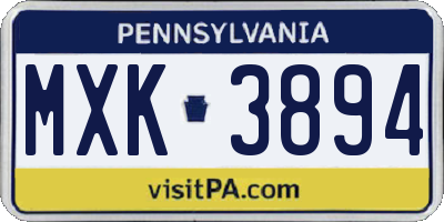 PA license plate MXK3894