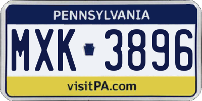 PA license plate MXK3896
