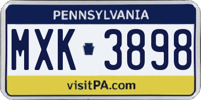 PA license plate MXK3898