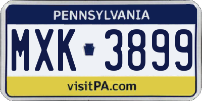 PA license plate MXK3899