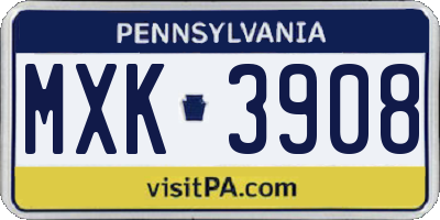 PA license plate MXK3908