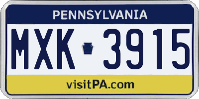 PA license plate MXK3915