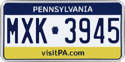 PA license plate MXK3945