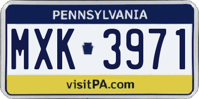 PA license plate MXK3971