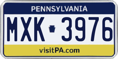 PA license plate MXK3976