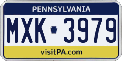 PA license plate MXK3979