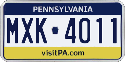 PA license plate MXK4011