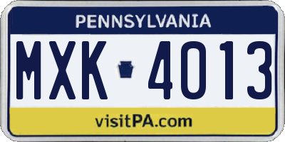 PA license plate MXK4013