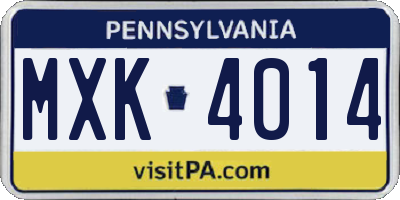 PA license plate MXK4014
