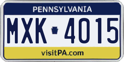 PA license plate MXK4015
