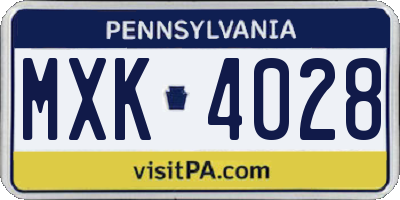 PA license plate MXK4028