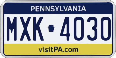 PA license plate MXK4030
