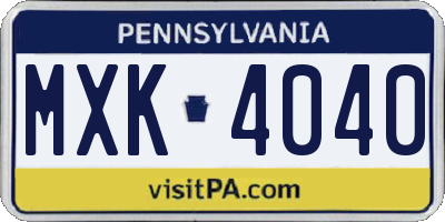 PA license plate MXK4040