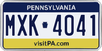 PA license plate MXK4041