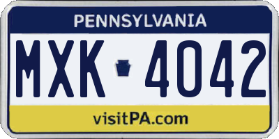 PA license plate MXK4042