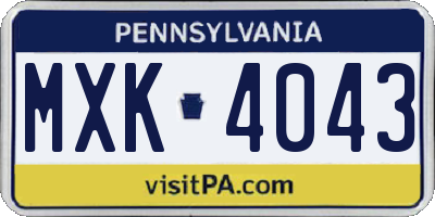 PA license plate MXK4043