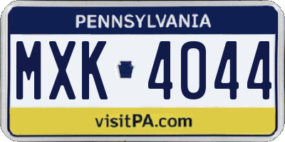 PA license plate MXK4044