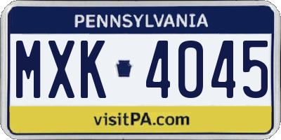 PA license plate MXK4045