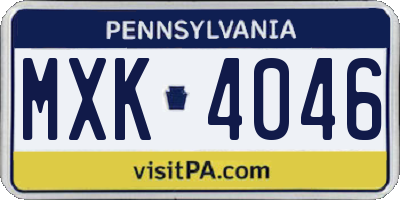 PA license plate MXK4046