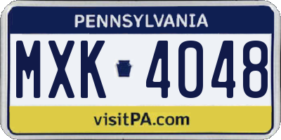 PA license plate MXK4048