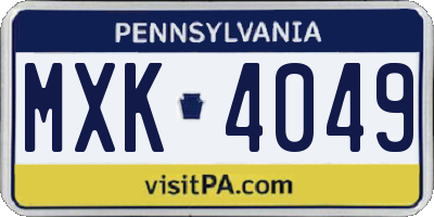 PA license plate MXK4049