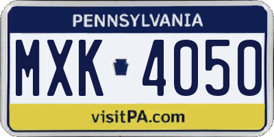 PA license plate MXK4050