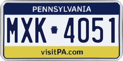 PA license plate MXK4051