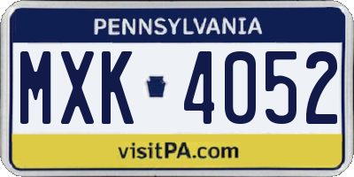 PA license plate MXK4052