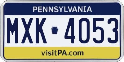 PA license plate MXK4053