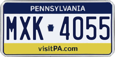 PA license plate MXK4055