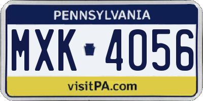 PA license plate MXK4056