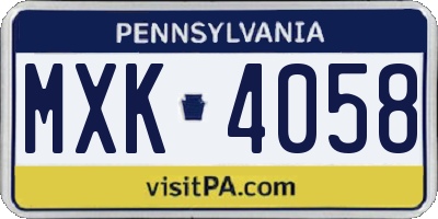 PA license plate MXK4058