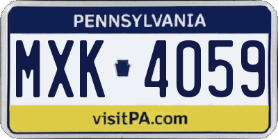 PA license plate MXK4059