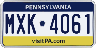 PA license plate MXK4061