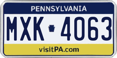 PA license plate MXK4063