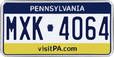 PA license plate MXK4064