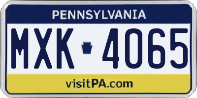 PA license plate MXK4065