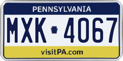 PA license plate MXK4067