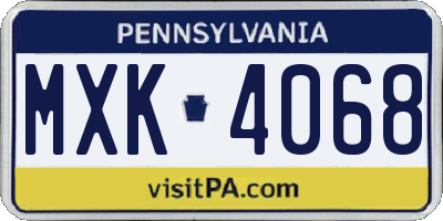 PA license plate MXK4068