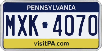 PA license plate MXK4070