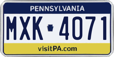 PA license plate MXK4071