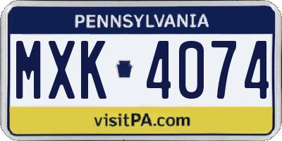 PA license plate MXK4074