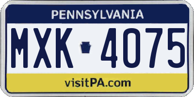 PA license plate MXK4075