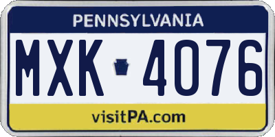 PA license plate MXK4076