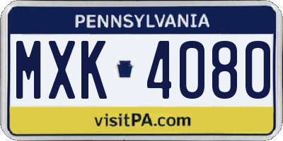 PA license plate MXK4080