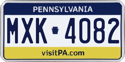 PA license plate MXK4082