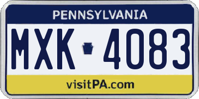 PA license plate MXK4083